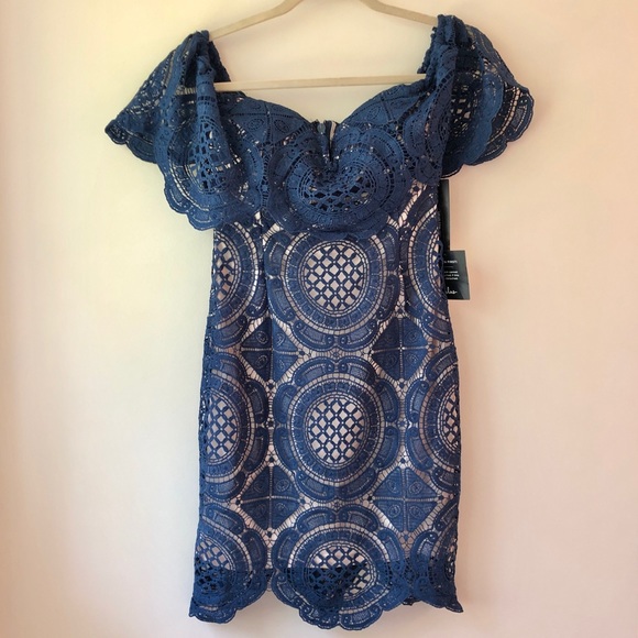 Lulu’s | NWT Bellissimo Crochet Off Shoulder Dress - Picture 2 of 6